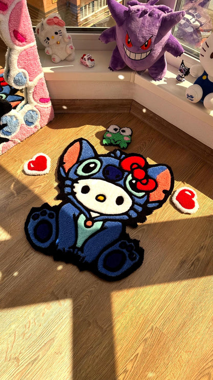 Custom Stitch Tufting rug | Tufted Crossover Carpet, Handmade Kawaii Decor, Cute Fluffy Rug, Anime Gift Idea for Bedroom Floor
