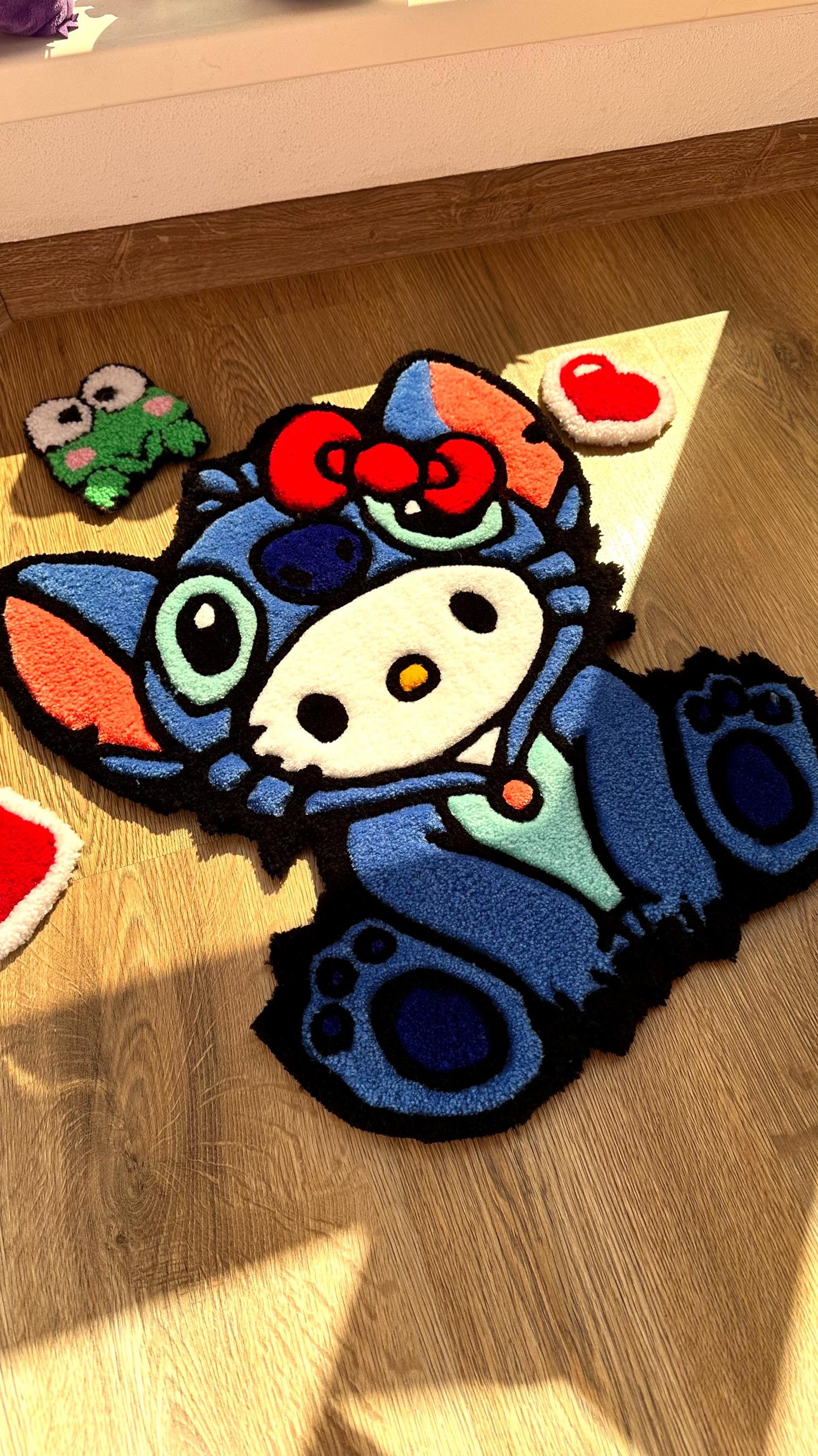 Custom Stitch Tufting rug | Tufted Crossover Carpet, Handmade Kawaii Decor, Cute Fluffy Rug, Anime Gift Idea for Bedroom Floor