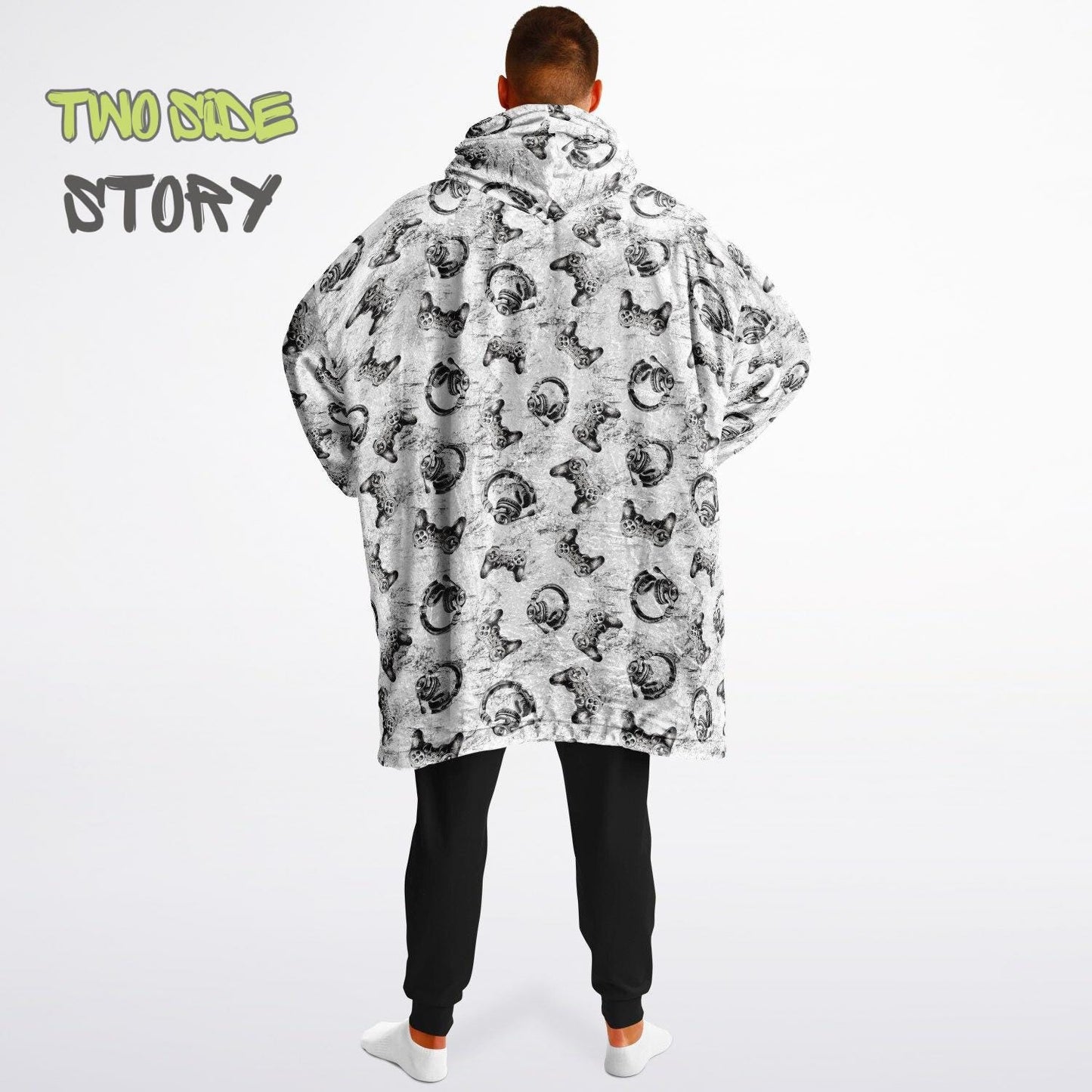 Gamer Print Reversible Adult Snug Hoodie,Oversized Double Sided Hoodie Blanket for Gamers,Warm Blanket with Sleeves,Unique Gift for Gamer