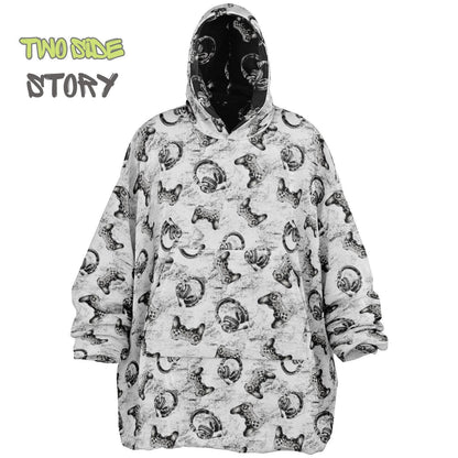 Gamer Print Reversible Adult Snug Hoodie,Oversized Double Sided Hoodie Blanket for Gamers,Warm Blanket with Sleeves,Unique Gift for Gamer