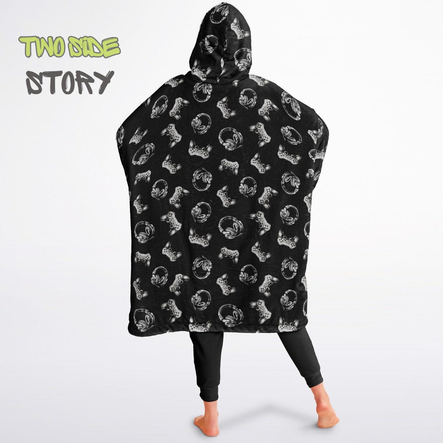 Gamer Print Reversible Adult Snug Hoodie,Oversized Double Sided Hoodie Blanket for Gamers,Warm Blanket with Sleeves,Unique Gift for Gamer