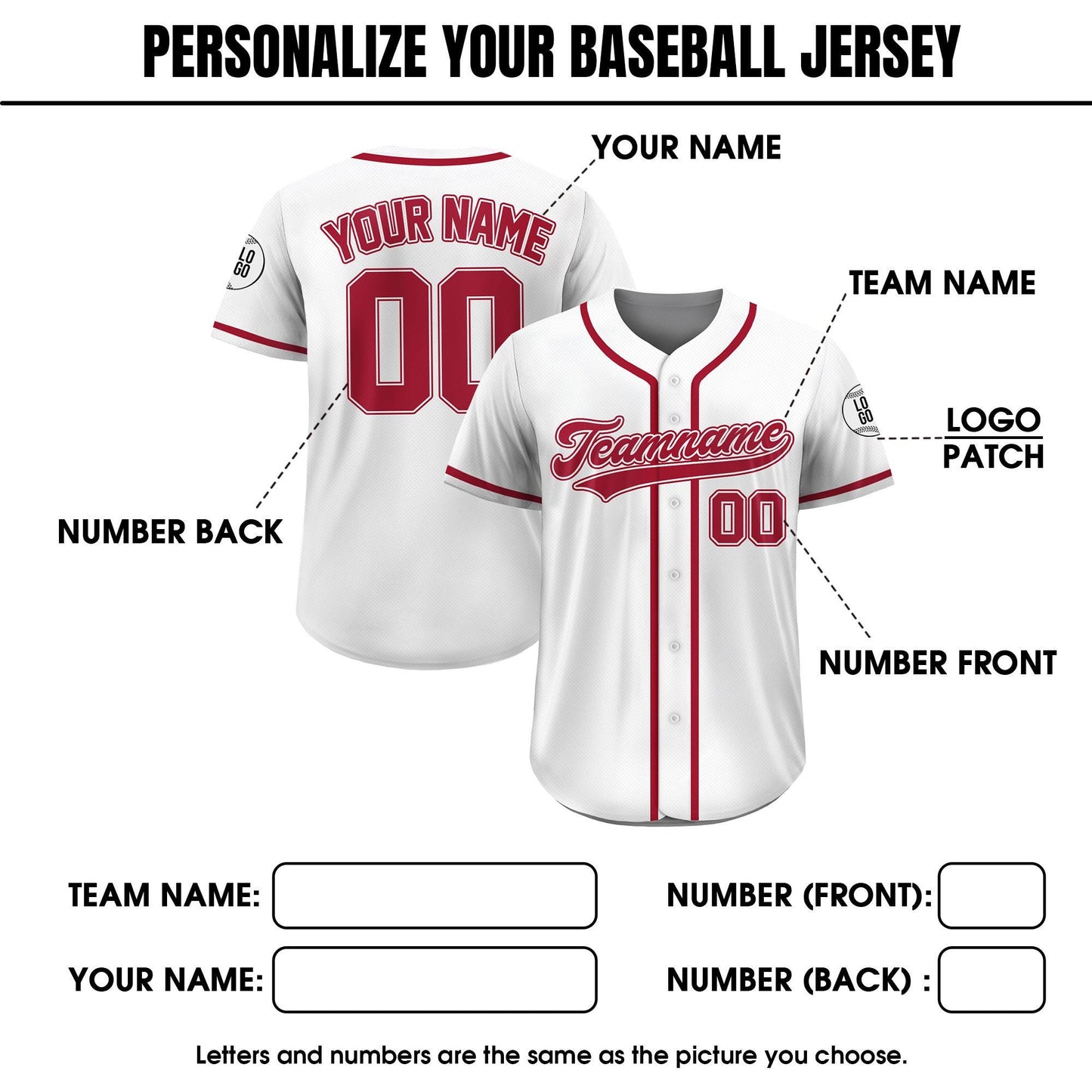 Custom Team Name Number Logo Baseball Jersey Shirt, Personalized Baseball Jersey For Adult Kid, Red White Baseball Jersey Custom Shirt