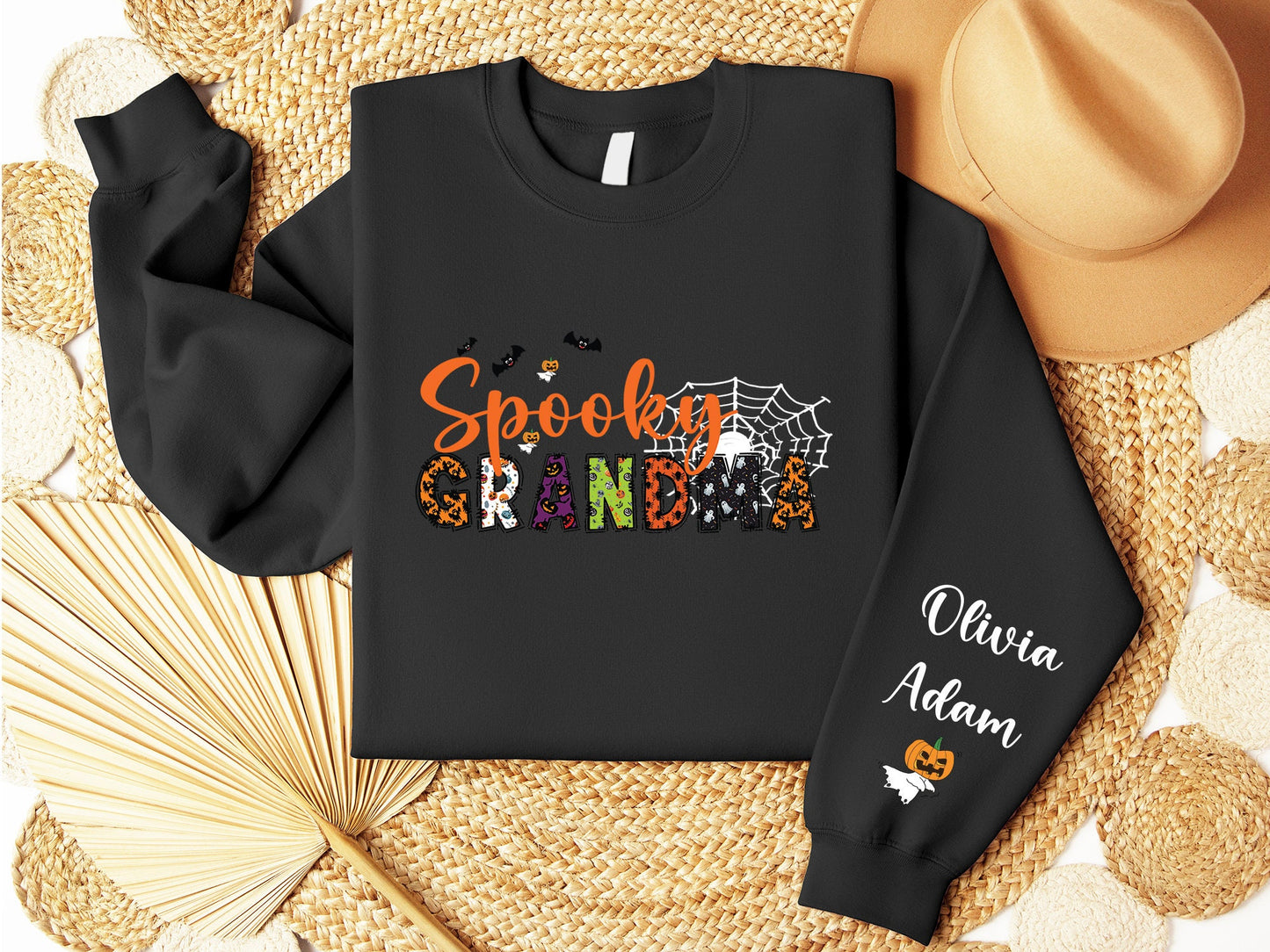 Custom Mama Halloween Sweatshirt Personalized Cute Crewneck Spooky Season Crewneck Fall Season Mommy Shirt