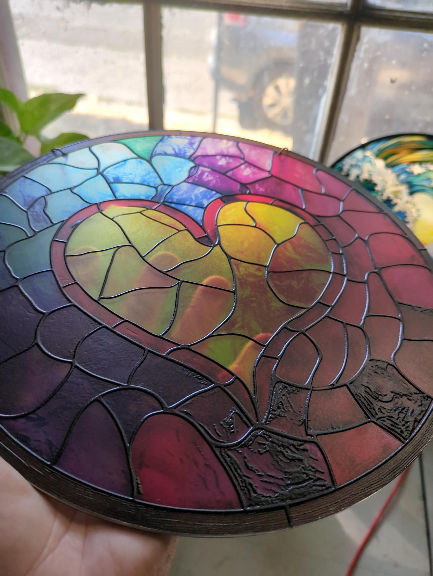 Rainbow Heart: Stained Glass Style Window Hanging