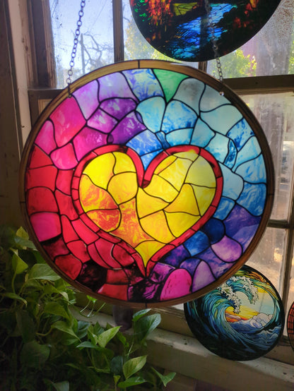 Rainbow Heart: Stained Glass Style Window Hanging