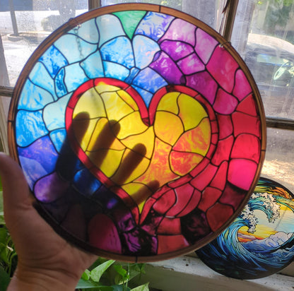 Rainbow Heart: Stained Glass Style Window Hanging