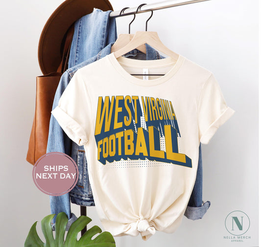 Retro West Virginia Football Shirt, Vintage West Virginia Football Tee, Morgantown West Virginia T-Shirt, College Football Shirt
