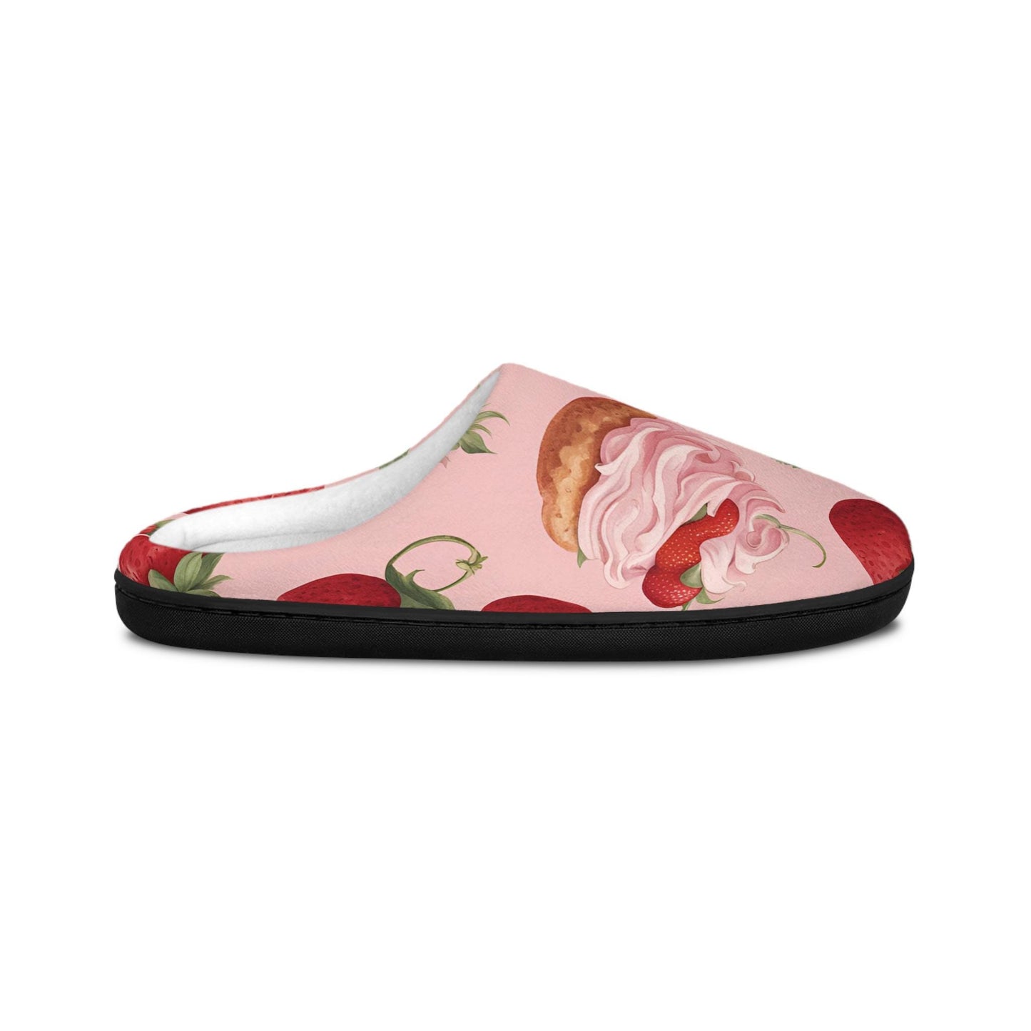 Women'sslippers Strawberry Shortcake Design Indoorslippers Strawberryshort Cake Houseshoes Unique Houseslippers Black Rubber Sole Anti-skid