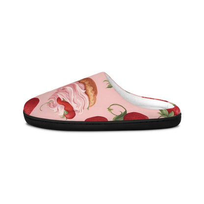 Women'sslippers Strawberry Shortcake Design Indoorslippers Strawberryshort Cake Houseshoes Unique Houseslippers Black Rubber Sole Anti-skid
