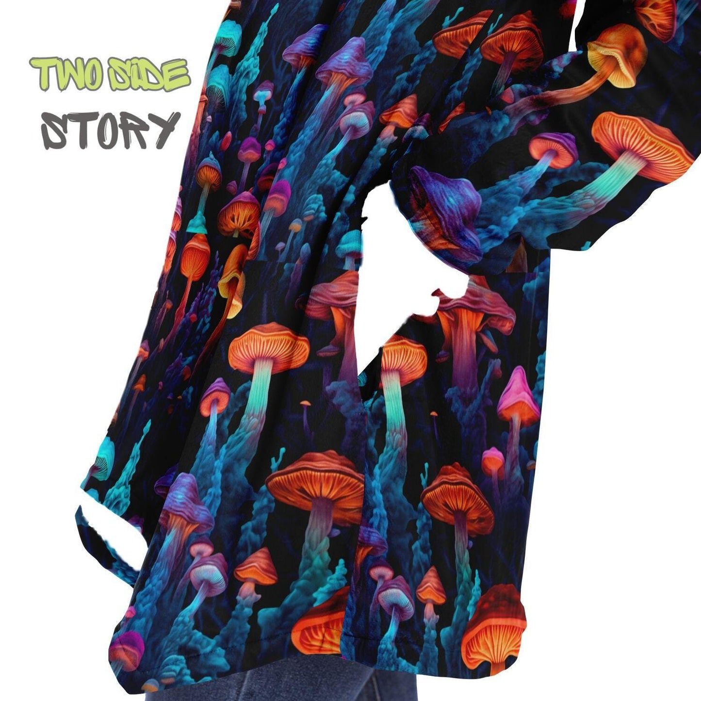 Unisex Micro-fleece Psychedelic Mushrooms Hooded Cloak,Festival Rave Party Wear,Halloween Cape,Vivid Colors EDM Festival Cape,Unique Gifts