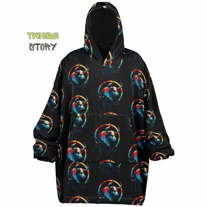 Unisex Taurus Star Sign Print Snug Hoodie,Printed Hooded Blanket,Blanket Sleeves,Lounge Wear,Unique,Novelty Gifts, birthday Christmas Gift