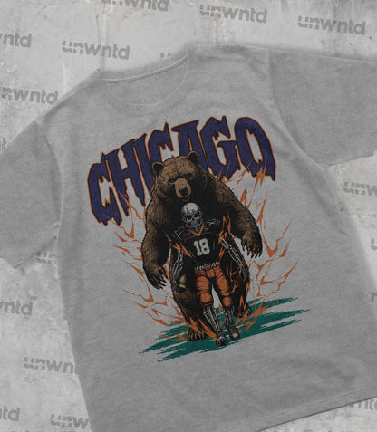 Chicago Football Shirt - Graphic Tees - Skeleton Shirt - Merch Tee - Gift Shirt - Bootleg Shirt - Vintage - Skeleton Football Shirt