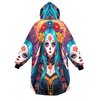 Día De Los Muertos Blanket Hoodie Personalized Fleece Loungewear