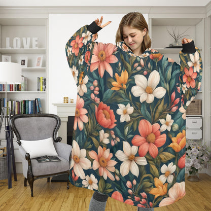Floral Blanket Hoodie Personalized Fleece Loungewear