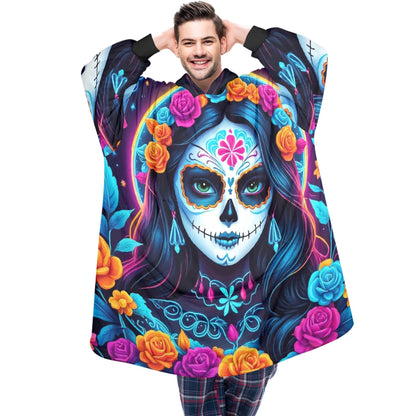 Calavera Blanket Hoodie Día De Los Muertos Chicano Art