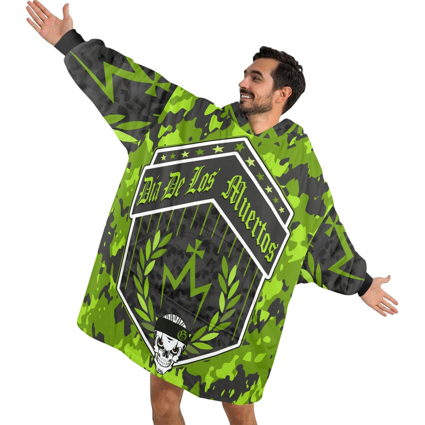 Día De Los Muertos Art Blanket Hoodie Personalized Fleece Loungewear