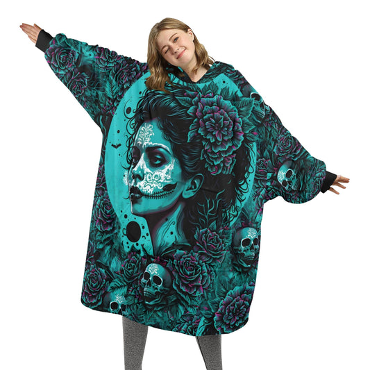 Día de Los Muertos Blanket Hoodie Chicano Art Personalized Blanket