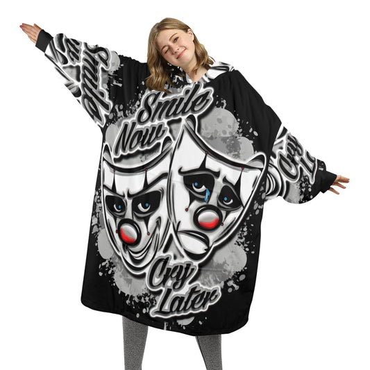 Personalized Blanket Hoodie Chicano Cartoon Smile Now Cry Later