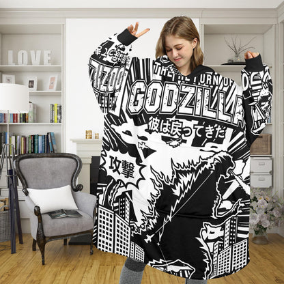 Blanket Hoodie personalized blankets hoodie that is a blanket Retro Godzilla Gojira Kaiju