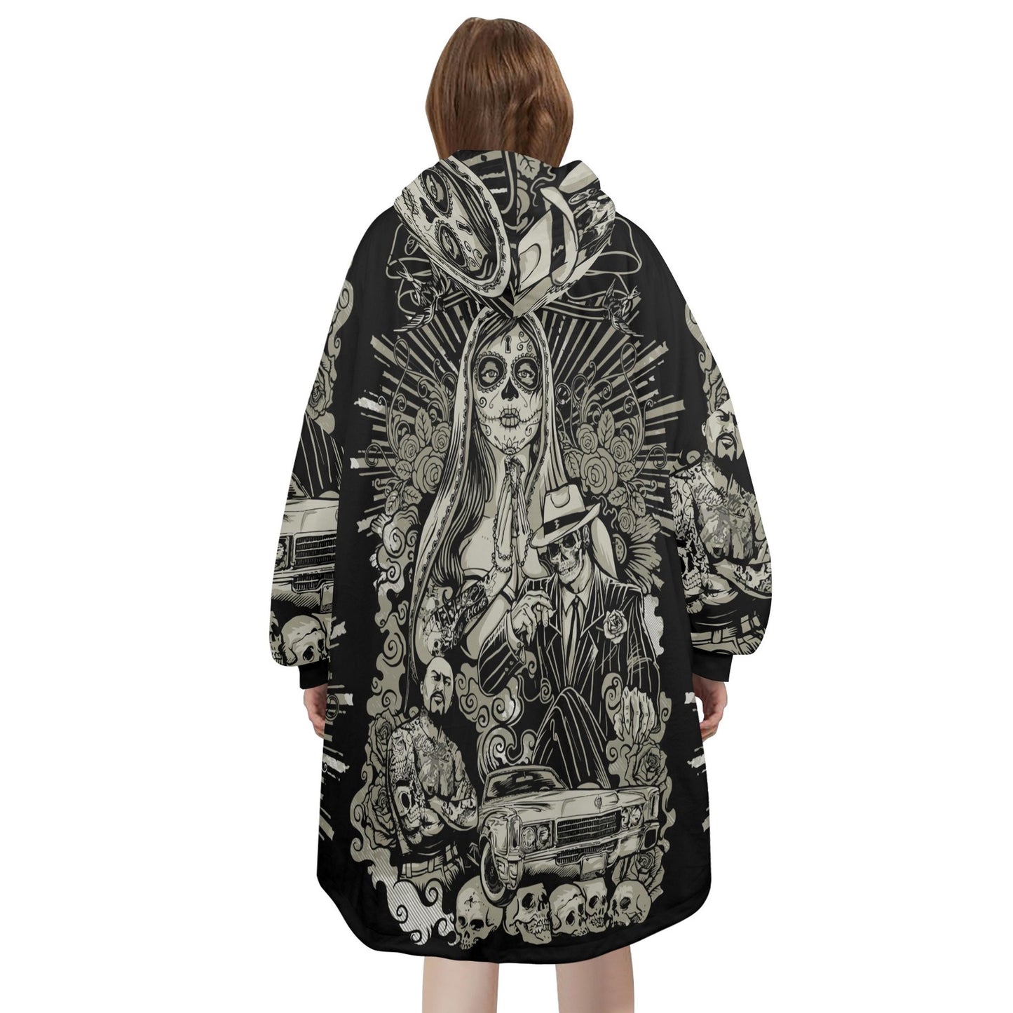 Mi Vida Loca Blanket Hoodie Día De Los Muertos Day of the Dead