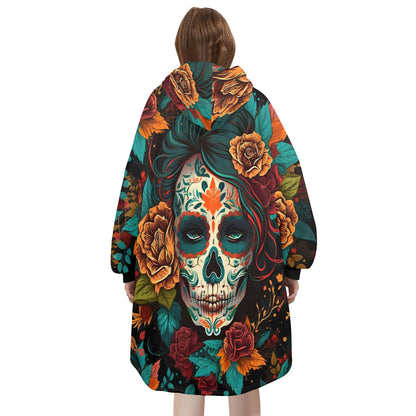 Blanket Hoodie personalized blankets hoodie that is a blanket Comics La Catrina Día De Los Muertos Art