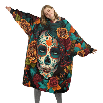 Blanket Hoodie personalized blankets hoodie that is a blanket Comics La Catrina Día De Los Muertos Art