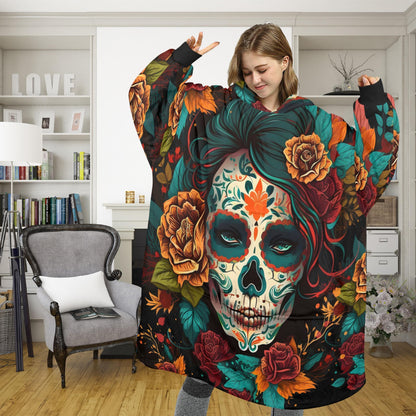 Blanket Hoodie personalized blankets hoodie that is a blanket Comics La Catrina Día De Los Muertos Art