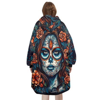 Blanket Hoodie personalized blankets hoodie that is a blanket Comics Calavera Día De Los Muertos Art Chicano