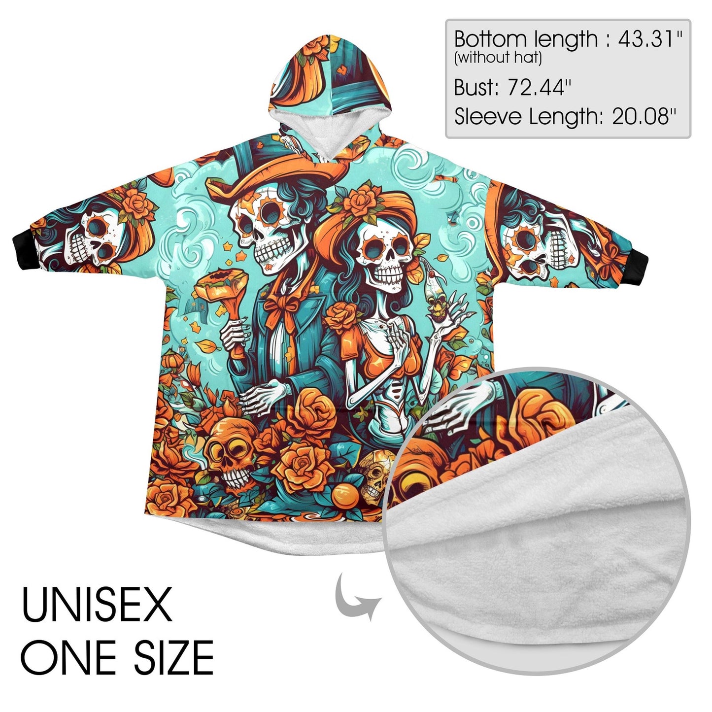 Blanket Hoodie personalized blankets hoodie that is a blanket Comics Calavera Día De Los Muertos Art Chicano Mexico