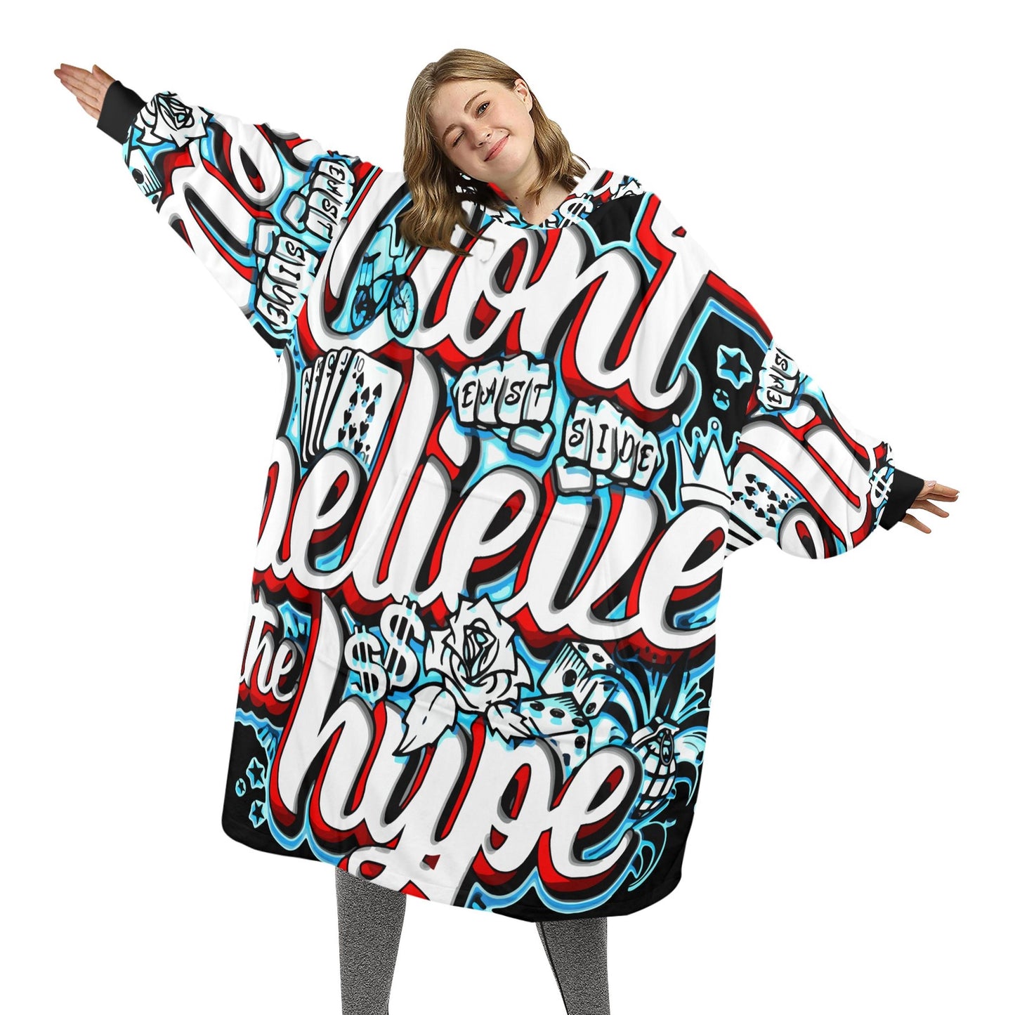 Graffiti Blanket Hoodie Personalized Unisex Loungewear