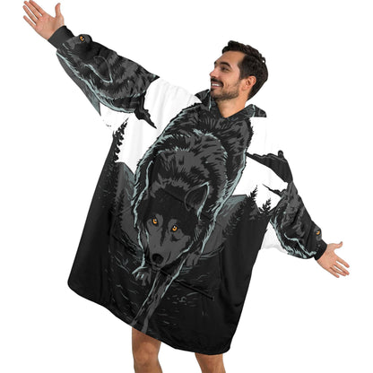 Wolf Blanket Hoodie Personalized Fleece Loungewear