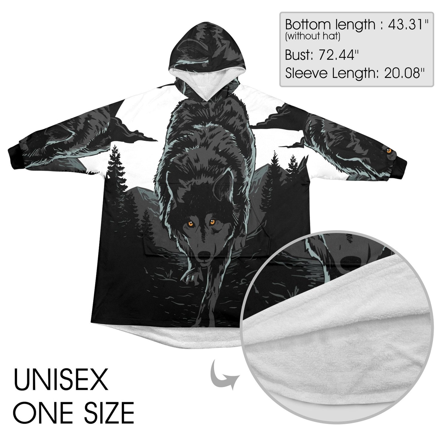 Wolf Blanket Hoodie Personalized Fleece Loungewear