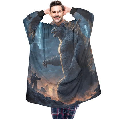 Godzilla Blanket Hoodie Personalized Kaiju Art Fleece Blanket