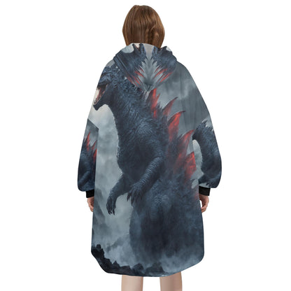 Godzilla Blanket Hoodie Kaiju Comics Art Personalized Fleece Blanket