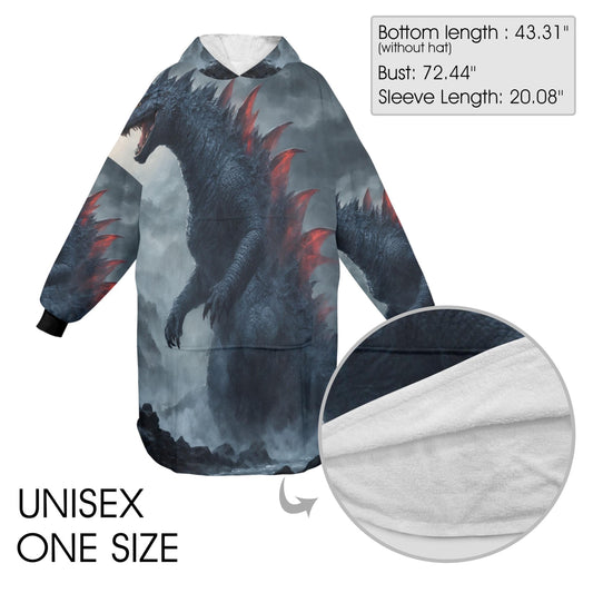 Godzilla Blanket Hoodie Kaiju Comics Art Personalized Fleece Blanket