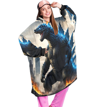 Godzilla Blanket Hoodie Retro Kaiju Comics, Personalized Fleece