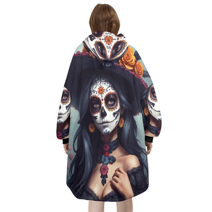 Día De Los Muertos Blanket Hoodie Chicano Art Personalized Blanket