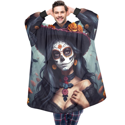 Día De Los Muertos Blanket Hoodie Chicano Art Personalized Blanket