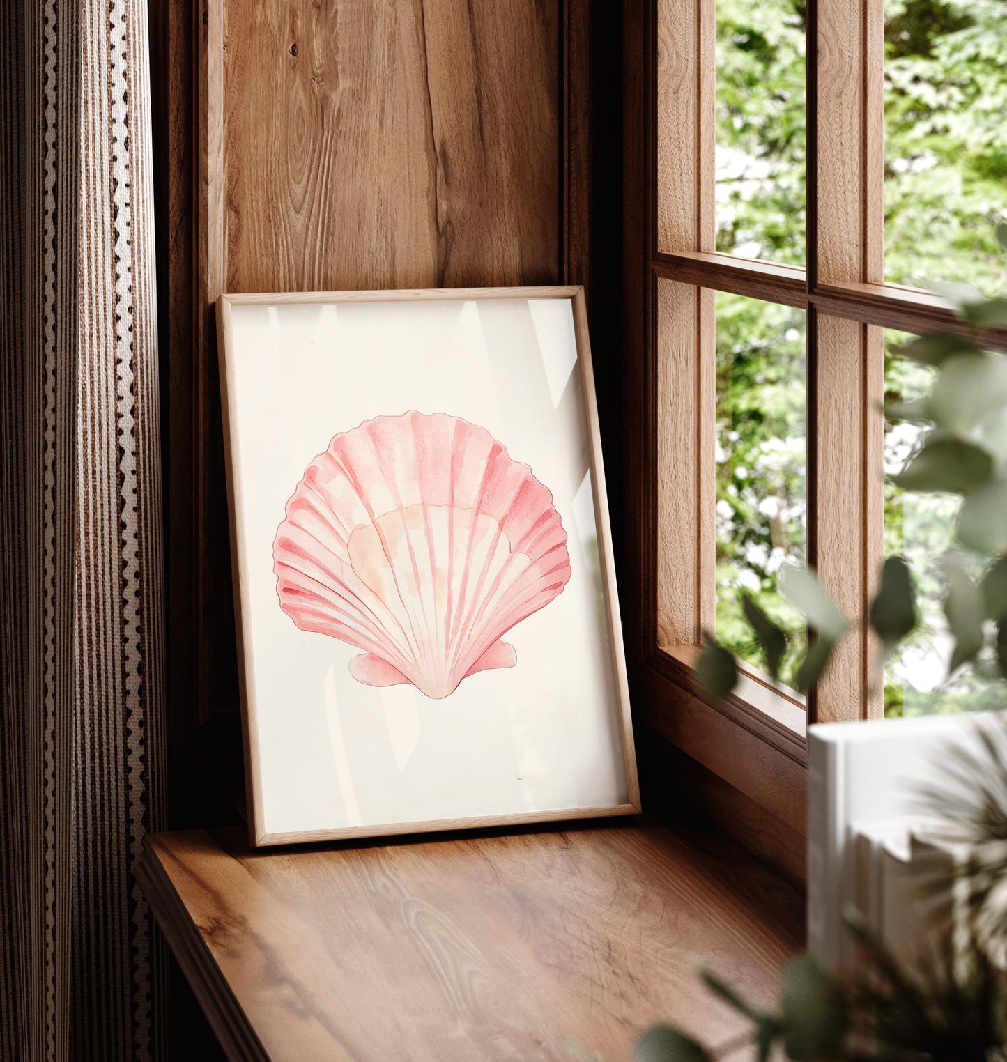Soft pink seashell print, Beachy room decor, Ocean surf poster, Coastal granddaughter, Beach house, College coconut girl, Preppy dorm decor