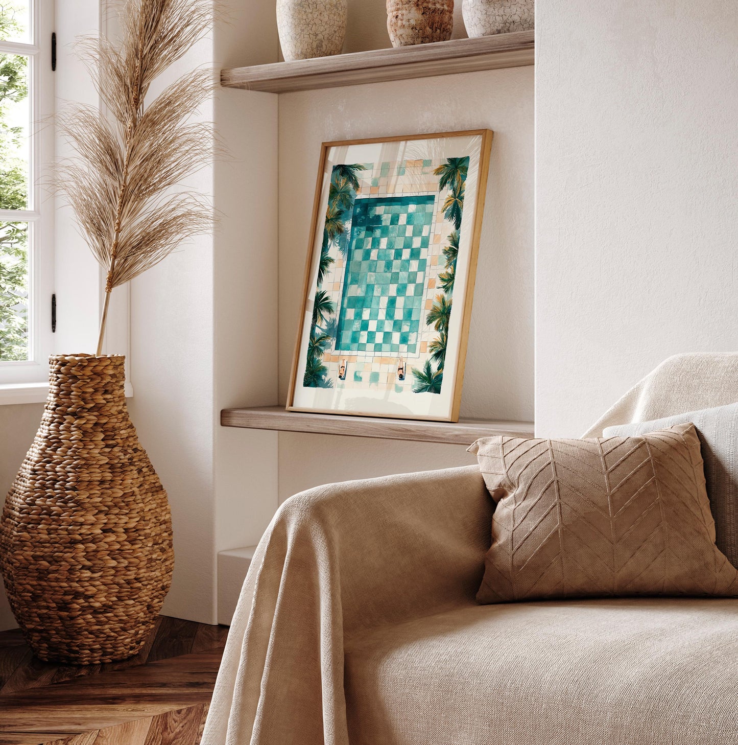 Chilling by the pool, Beachy room decor, Swimming pool poster, Coastal wall art, Beach house decor, Coconut girl print, Preppy dorm decor