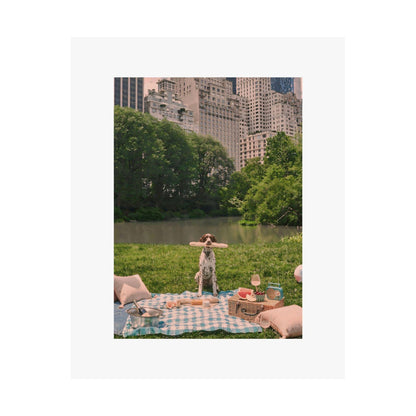 Retro New York City Print: Fun Dog in Central Park Poster