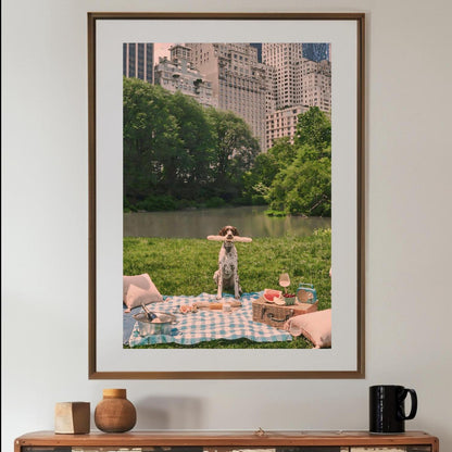 Retro New York City Print: Fun Dog in Central Park Poster
