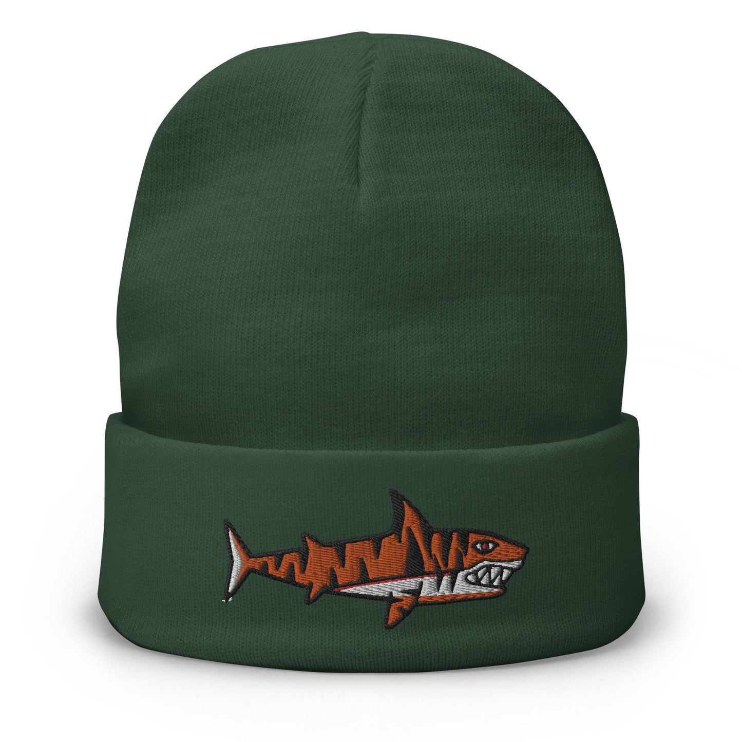 Tiger Shark, Traditional Tattoo Beanie, Tattoo Inspired Clothing, Embroidered Beanie, Skull Beanie, Shark Beanie, Tiger Beanie