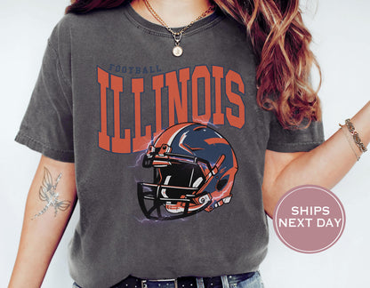 Retro Illinois Football Shirt, Vintage Illinois Football Shirt, Urbana-Champaign Women Shirt, College Football Shirt