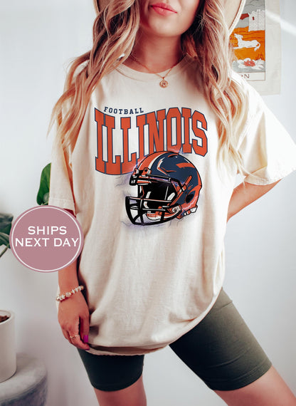 Retro Illinois Football Shirt, Vintage Illinois Football Shirt, Urbana-Champaign Women Shirt, College Football Shirt