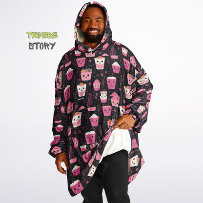 Unisex Cute Kawaii Halloween Print Snug Hoodie,Printed Hooded Blanket with Sleeves, Lounge Wear, Novelty Gifts, Birthday Gift,Christmas Gift