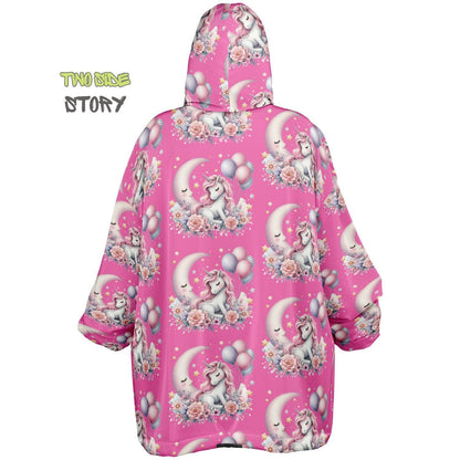 Hot Pink Cute Kawaii Unicorn Print Snug Hoodie,Printed Hooded Blanket with Sleeves,Lounge Wear,Novelty Gifts, Birthday Gift ,Christmas Gifts