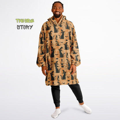 Unisex Halloween Which Cat Print Snug Hoodie,Printed Hooded Blanket,Blanket Sleeves,Lounge Wear,Unique,Novelty Gifts,Birthday Christmas Gift