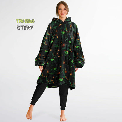 Fun Halloween Glowing Which Snug Hoodie,Printed Hooded Blanket,Blanket Sleeves,Lounge Wear,Novelty Birthday Christmas Gifts for Him or Her