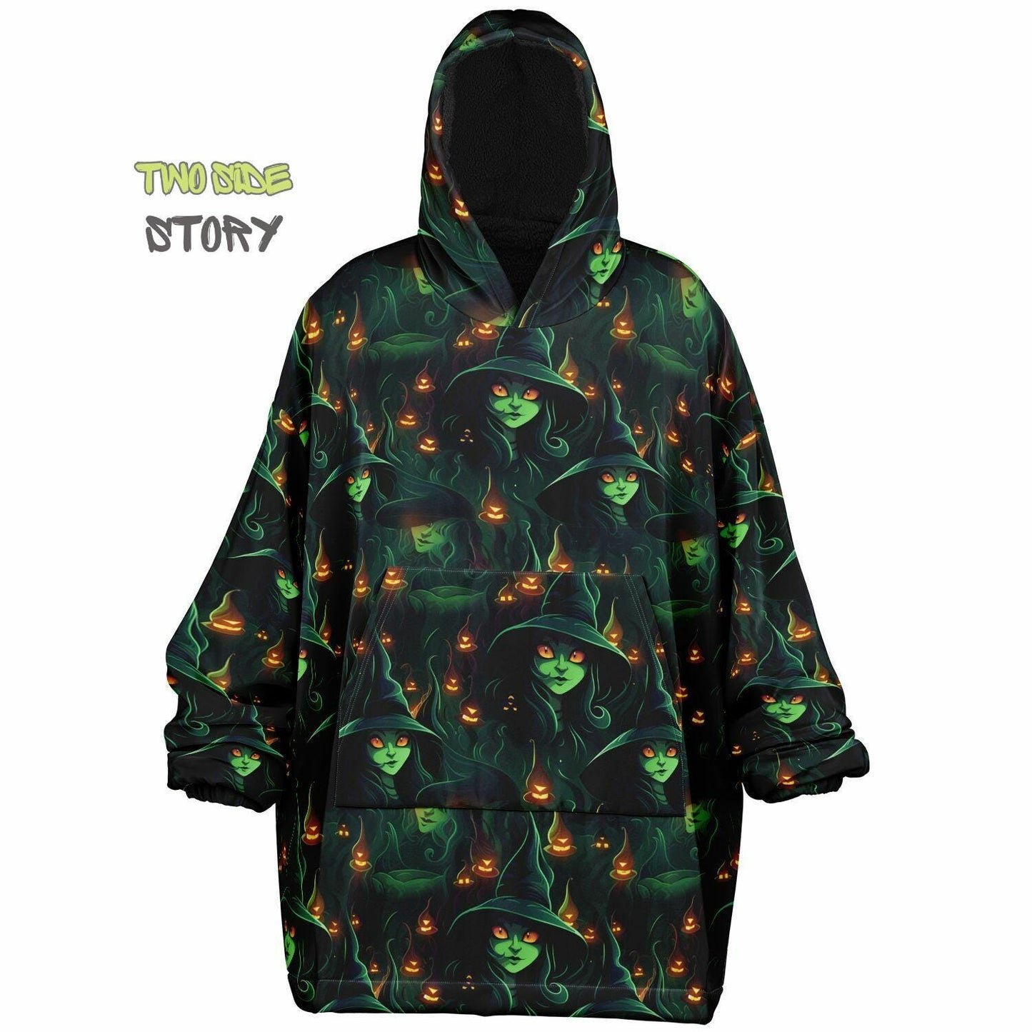 Fun Halloween Glowing Which Snug Hoodie,Printed Hooded Blanket,Blanket Sleeves,Lounge Wear,Novelty Birthday Christmas Gifts for Him or Her